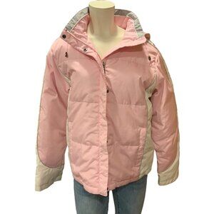 Athletic Works Women's Med(8-10) Pink & White Hooded Puffer Jacket/coat